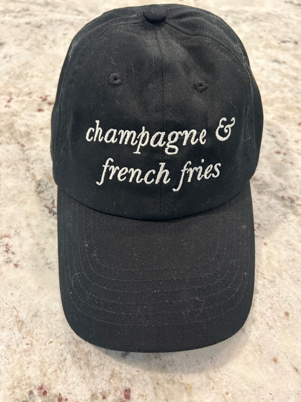 kate spade x Target Black "champagne & french fries" Embroidered Baseball Cap